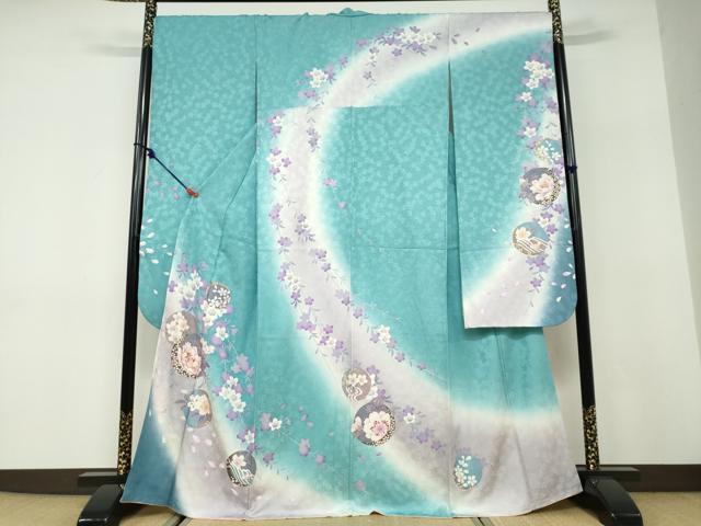 平和屋着物●豪華振袖 駒刺繍 花丸文 暈し染め 金彩 正絹 逸品 DABD9905ud