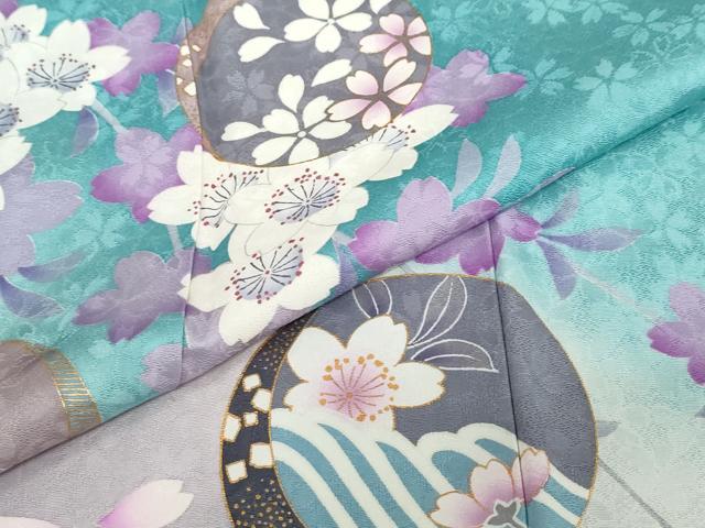 平和屋着物●豪華振袖 駒刺繍 花丸文 暈し染め 金彩 正絹 逸品 DABD9905ud