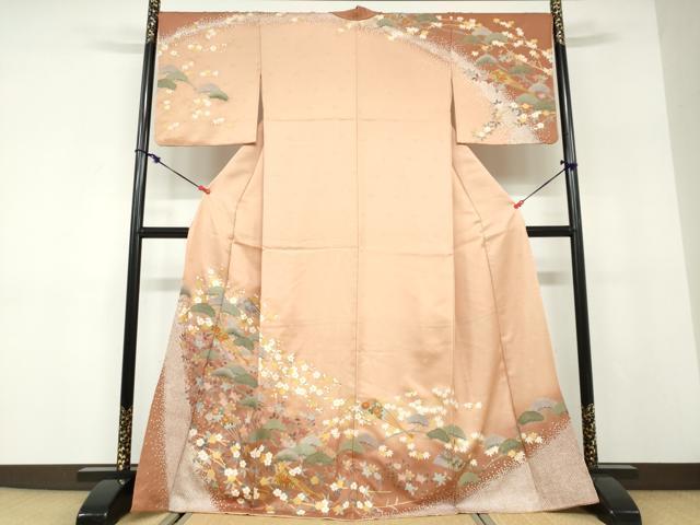 平和屋着物●訪問着 扇面草花文 暈し染め 金彩 正絹 逸品 DABD9912ud