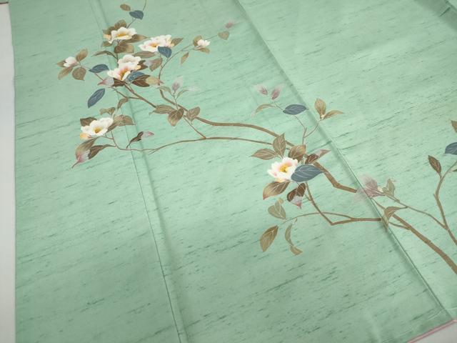 平和屋着物●訪問着 白山紬 友禅 作家物 枝花文 正絹 逸品 未使用 DABD9918ud