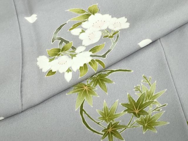 平和屋着物●訪問着 草花丸文 金彩 反端付き 正絹 逸品 DABD9920ud