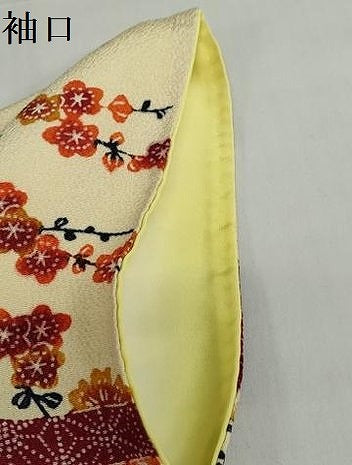 平和屋着物●豪華振袖 型染 花蝶文 鬼しぼ縮緬 正絹 逸品 DABD9928ud