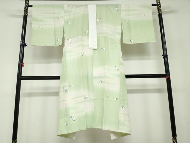 平和屋着物●長襦袢 無双仕立て 舞花文 暈し染め 金彩 半衿刺繍 正絹 逸品 DABD9929ud