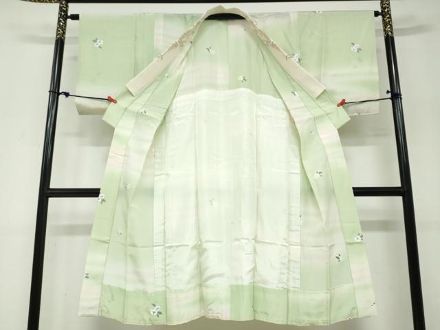 平和屋着物●長襦袢 無双仕立て 舞花文 暈し染め 金彩 半衿刺繍 正絹 逸品 DABD9929ud