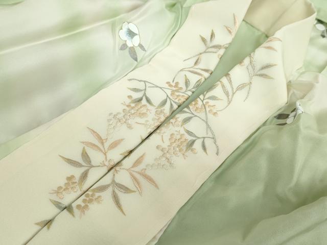 平和屋着物●長襦袢 無双仕立て 舞花文 暈し染め 金彩 半衿刺繍 正絹 逸品 DABD9929ud