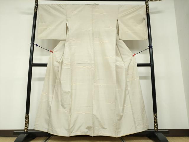 平和屋着物●本場大島紬 白大島 横段文 正絹 逸品 DABD9931ud