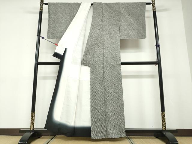 平和屋着物●大変加工の良い総絞り小紋 黒地 正絹 逸品 DABD9934ud