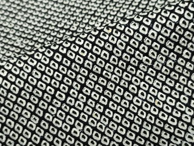 平和屋着物●大変加工の良い総絞り小紋 黒地 正絹 逸品 DABD9934ud