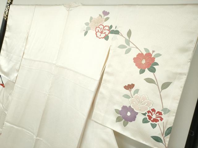 平和屋着物●訪問着 駒刺繍 格子枝椿文 金彩 正絹 逸品 DABD9942ud