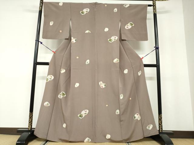 平和屋着物●上質な小紋 貝合わせ草花文 金彩 正絹 逸品 DABD9947ud
