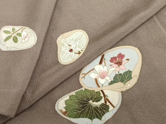 平和屋着物●上質な小紋 貝合わせ草花文 金彩 正絹 逸品 DABD9947ud