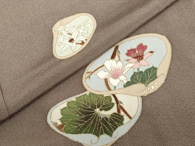 平和屋着物●上質な小紋 貝合わせ草花文 金彩 正絹 逸品 DABD9947ud