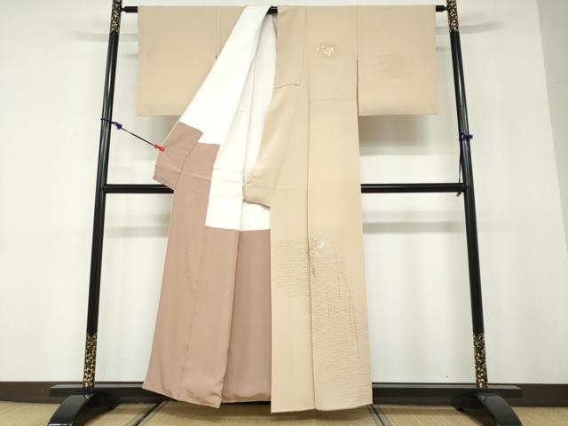 平和屋着物●訪問着 竹屋町刺繍 草花文 枝椿 金彩 正絹 逸品 DABD9948ud