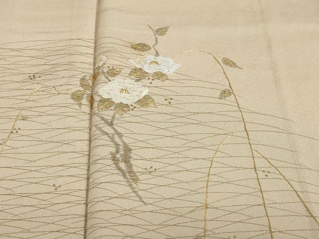 平和屋着物●訪問着 竹屋町刺繍 草花文 枝椿 金彩 正絹 逸品 DABD9948ud