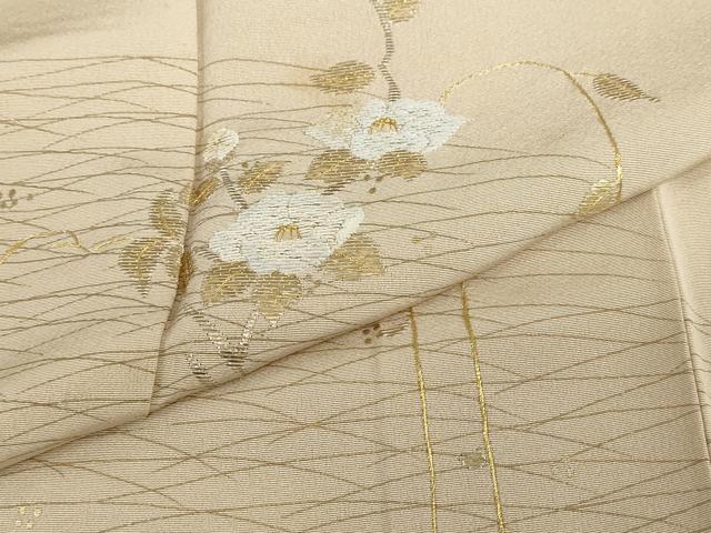 平和屋着物●訪問着 竹屋町刺繍 草花文 枝椿 金彩 正絹 逸品 DABD9948ud