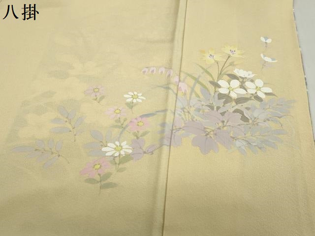 平和屋着物●訪問着 作家物 手描き 草花文 暈し染め 正絹 逸品 未使用 DABD9952ud