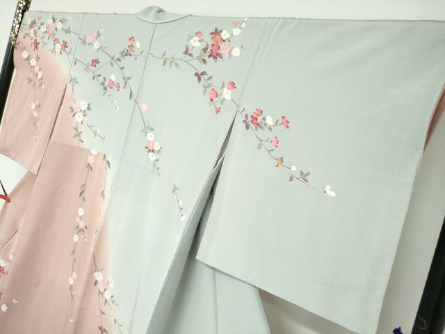 平和屋着物●京加賀友禅 百貫達雄 訪問着 花鳥文 暈し染め 正絹 逸品 DABD9959ud