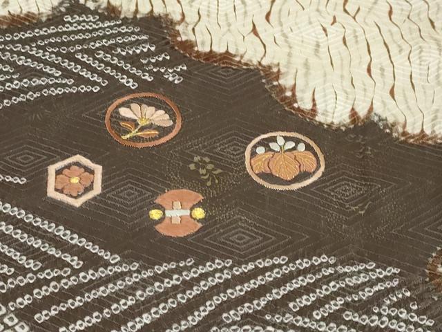 平和屋着物●訪問着 刺繍 絞り 流水草花文 金彩 正絹 逸品 未使用 DABD9961ud