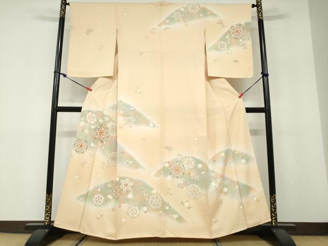 平和屋着物●訪問着 駒刺繍 洋花文 暈し染め 金彩 正絹 逸品 未使用 DABD9962ud