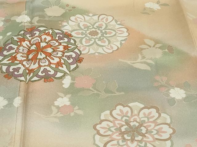 平和屋着物●訪問着 駒刺繍 洋花文 暈し染め 金彩 正絹 逸品 未使用 DABD9962ud