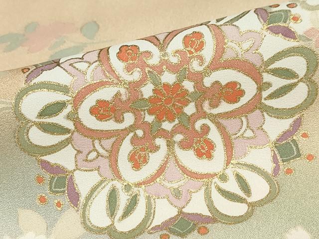 平和屋着物●訪問着 駒刺繍 洋花文 暈し染め 金彩 正絹 逸品 未使用 DABD9962ud