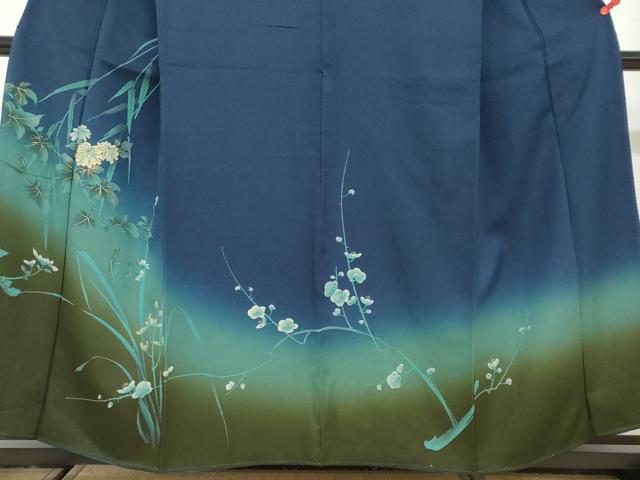 平和屋着物●訪問着 駒刺繍 草花文 暈し染め 金彩 正絹 逸品 DABD9963ud
