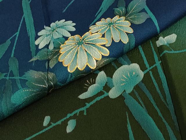 平和屋着物●訪問着 駒刺繍 草花文 暈し染め 金彩 正絹 逸品 DABD9963ud