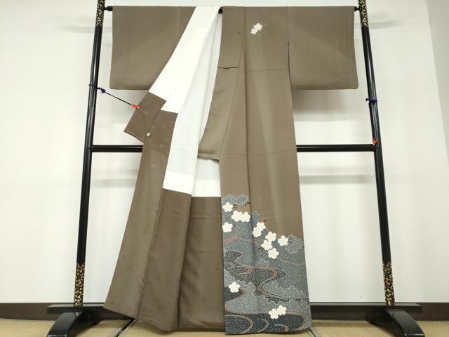 平和屋着物●染色の魔術師 染乃座・大久保玄才 そめのざ玄才 訪問着 流水舞桜文 金彩 正絹 逸品 DABD9970ud