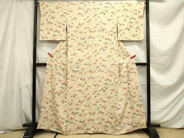 平和屋着物■上質な小紋 風景花文 正絹 逸品 DABE0016ya