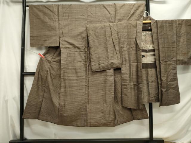 平和屋着物■男性 本場大島紬 アンサンブル 長羽織 横段文 風景文 正絹 逸品 DABE0022ya
