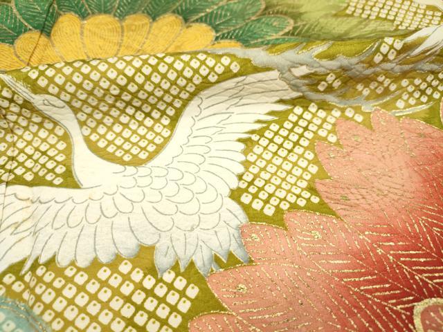 平和屋着物■豪華振袖 飛鶴枝松文 暈し染め 金彩 正絹 逸品 DABE0064ya