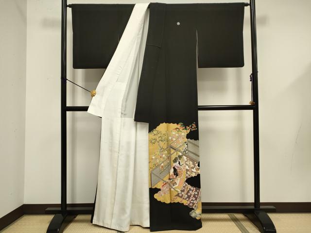 平和屋着物■豪華黒留袖 人物風景文 金彩 正絹 逸品 DABE0066ya