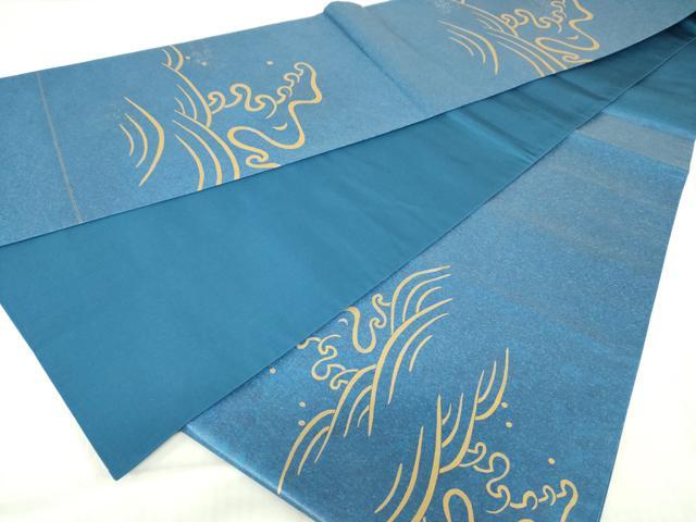 平和屋着物◎六通柄袋帯 立波文 金彩 正絹 逸品 DABE0095ya