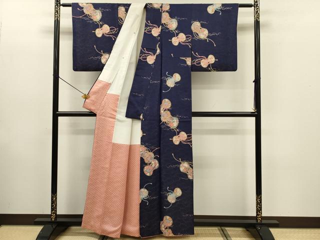 平和屋着物■上質な小紋 鼓花文 金彩 金通し地 正絹 逸品 DABE0138ya