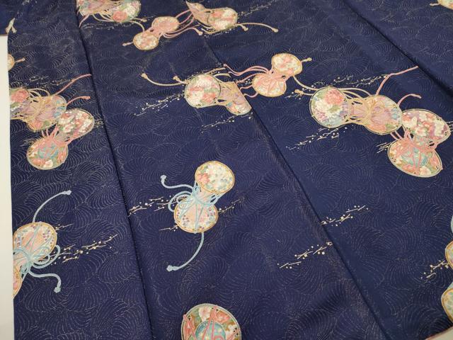 平和屋着物■上質な小紋 鼓花文 金彩 金通し地 正絹 逸品 DABE0138ya
