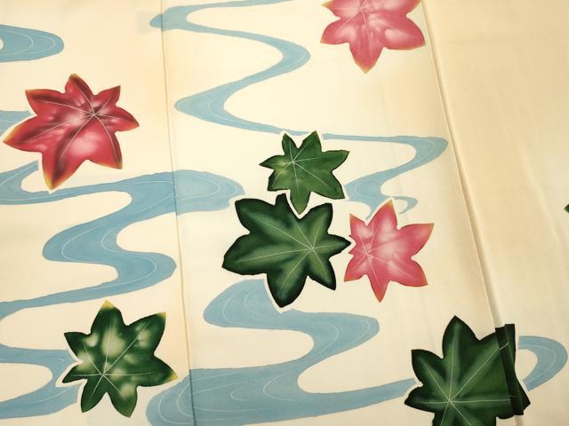 平和屋着物■訪問着 手描き 竜田川 暈し染め 正絹 逸品 DABE0151ya