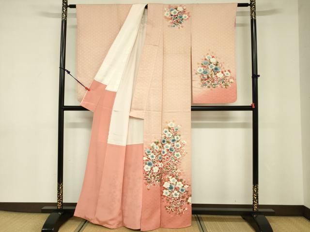 平和屋着物■小振袖 二尺袖 草花文 暈し染め 金彩 正絹 逸品 DABE0168ya