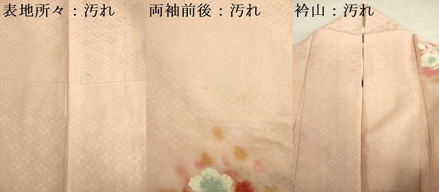 平和屋着物■小振袖 二尺袖 草花文 暈し染め 金彩 正絹 逸品 DABE0168ya