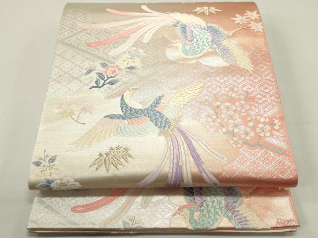 平和屋着物◎六通柄袋帯 唐織 鳳凰花文 金銀糸 正絹 逸品 DABE0232ya