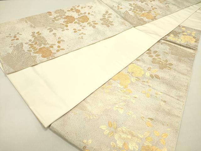 平和屋着物◎六通柄袋帯 柴垣花文 金糸 正絹 逸品 DABE0238ya