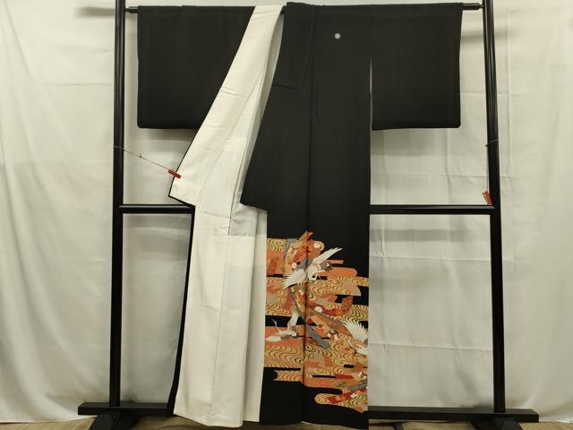 平和屋着物■豪華黒留袖 束ね熨斗花鳥文 金彩 正絹 逸品 DABE0266ya