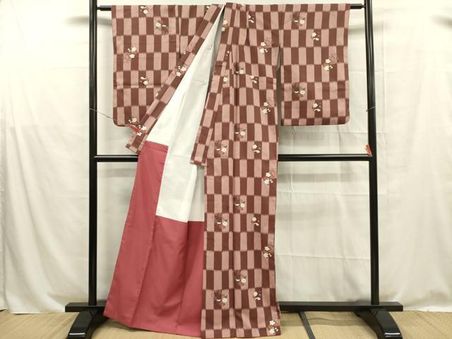 平和屋着物■小紋 花丸文 洗える着物 DABE0277ya