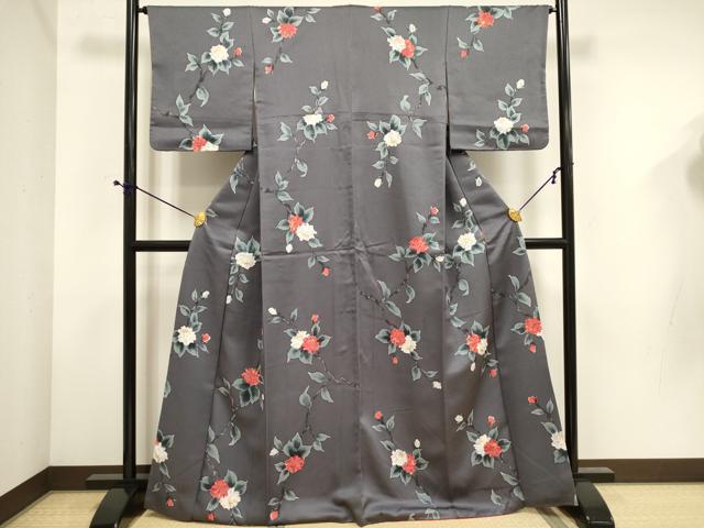 平和屋着物■上質な小紋 枝花文 正絹 逸品 DABE0335ya