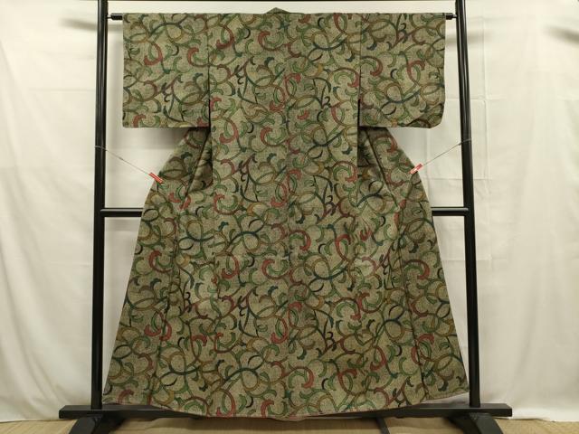 平和屋着物■本場染大島紬 唐草文 正絹 逸品 未使用 DABE0436ya