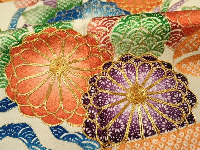 平和屋着物■訪問着 駒刺繍 風景花文 暈し染め 金彩 正絹 逸品 DABE0472ya