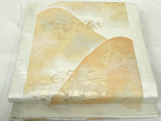 平和屋着物◎太鼓柄袋帯 箔散らし重ね山文 金銀糸 正絹 逸品 DABE0525qa