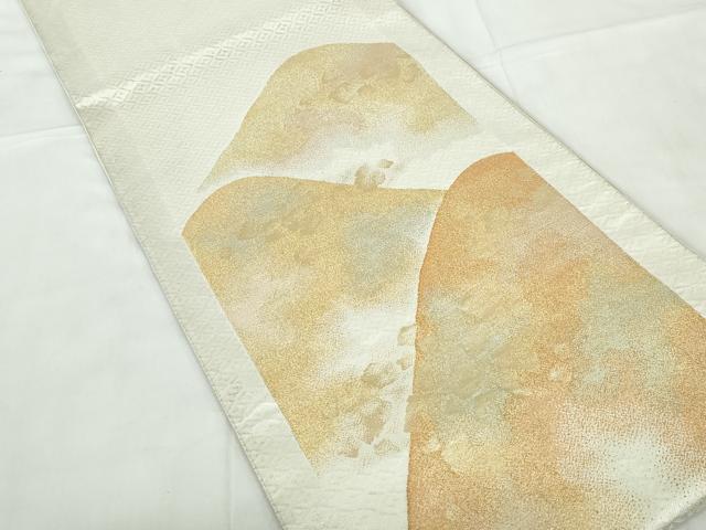 平和屋着物◎太鼓柄袋帯 箔散らし重ね山文 金銀糸 正絹 逸品 DABE0525qa