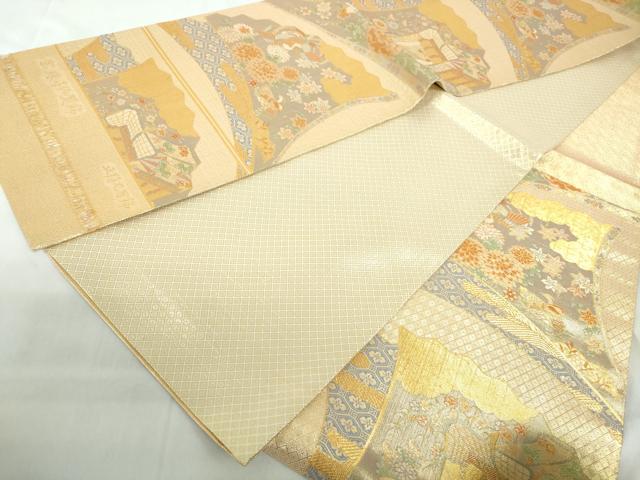 平和屋着物◎宝珠本佐賀錦 六通柄袋帯 花鳥文 九百錦 金糸 正絹 逸品 DABE0577qa