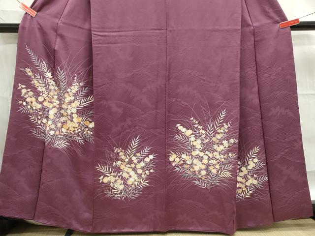 平和屋着物■訪問着 駒刺繍 流水草花文 金彩 正絹 逸品 DABE0605yqa
