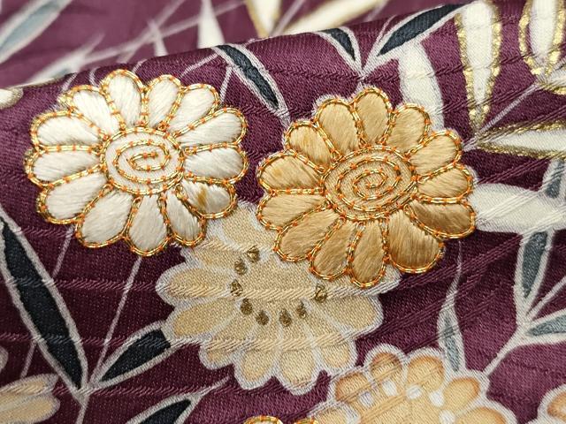 平和屋着物■訪問着 駒刺繍 流水草花文 金彩 正絹 逸品 DABE0605yqa